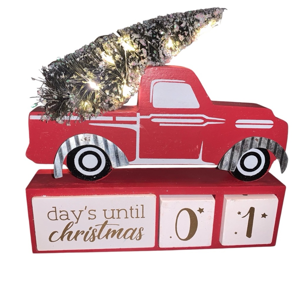 Little Red truck Christmas Advent Calendar light up